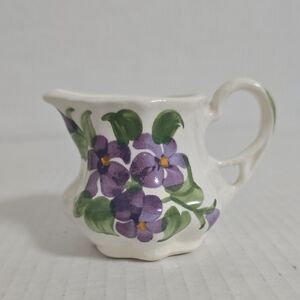 Vintage Hand Painted Small Cash Family Blue Ridge Pottery Floral Creamer